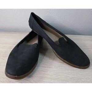 UGG Leather Slip On Flats Black Scalloped Edge Loafers Size 9